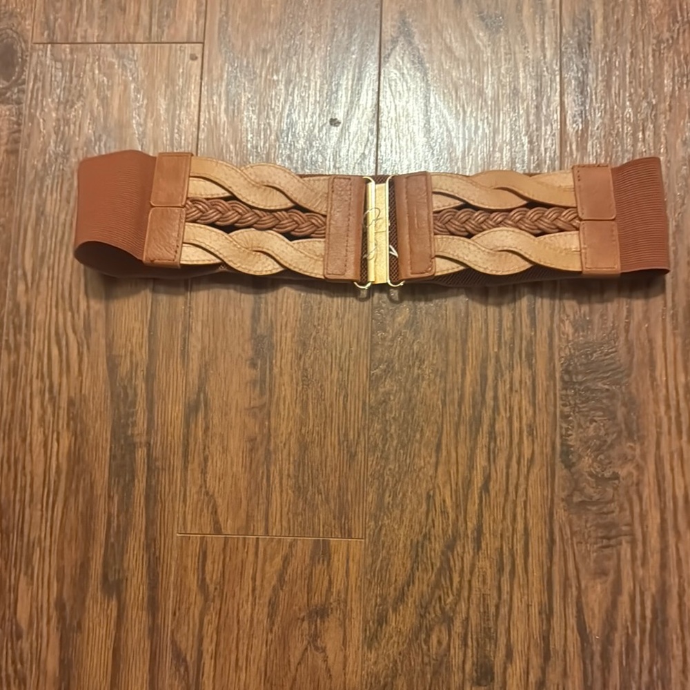 Braided Tan Elastic Belt